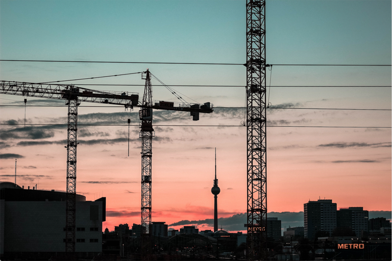 construction site with cranes